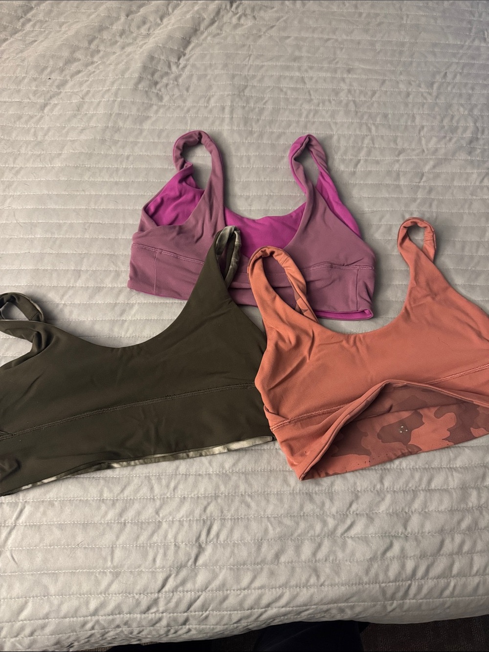 Lululemon gently used sports bras size 8, reversible 3 for $50